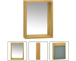 The Living Store Spiegelkast 30x10x40 cm massief teakhout - Wanddecoratie - Spiegels - Teak Meubilair - Vintage Style - Badkamer Accessoires