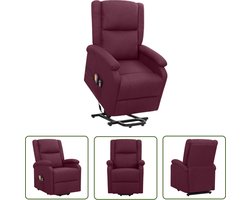 The Living Store Sta-op-massagestoel stof paars - Sta-op-fauteuil - Massagestoel - Elektrisch Bedienbare Stoel - Ergonomische Stoel - Relaxfauteuil