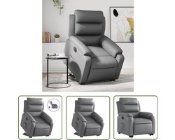 The Living Store Sta-op-stoel elektrisch kunstleer grijs - Elektrische Sta-op-stoel - Sta-opstoel - Comfortstoelen - Rolstoel Alternatief - Seniorenstoel