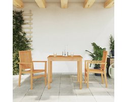 The Living Store Stapelbare tuinstoel - Massief teakhout - 56.5 x 57.5 x 91 cm - Klassiek ontwerp