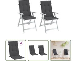 The Living Store Stoelkussens 2 st hoge rug 120x50x4 cm stof gemêleerd antraciet - Stoelkussens - Hogestoel - Outdoordecoratie - Tuinkussens - Balkon Accessoires