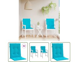 The Living Store Stoelkussens 2 st lage rug stof turquoise - Stoelkussens - Zitcushions - Lounge Cushions - Outdoor Furniture - Tuinkussens