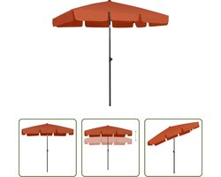 The Living Store Strandparasol - Terracotta - 200 x 125 cm - UV-beschermend en stabiel - Polyester