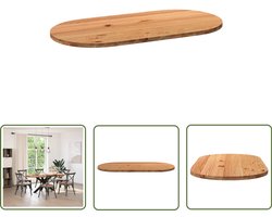 The Living Store Tafelblad 180x90x4 cm ovaal massief eikenhout lichtbruin - Eikenhouten Tafelblad - Ovale Tafel - Eetkamertafel - Tafelblad Kopen - Grote Tafelblad
