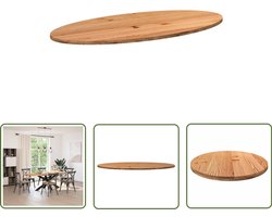 The Living Store Tafelblad 220x100x4 cm ovaal massief eikenhout lichtbruin - Eikenhouten Tafelblad - Oval Tafelblad - Grote Tafelblad - Eetkamertafel - Salontafel