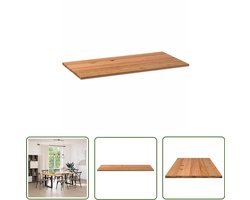 The Living Store Tafelblad rechthoekig 200x100x4 cm massief eikenhout lichtbruin - Eikenhouten Tafelblad - Rechte Tafel - Eetkamertafel - Tafelblad Kopen - Grote Tafel