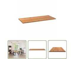 The Living Store Tafelblad rechthoekig 220x100x4,2 cm eikenhout lichtbruin - Eikenhouten Tafelblad - Rechte Tafel - Eetkamertafel - Salontafel - Tafelblad Kopen