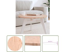 The Living Store Tafelblad rond Ø60x1,5 cm massief beukenhout - Eiken Tafelblad - Houten Tafelblad - Ronde Tafelblad - Salontafel Blad - Tafellaag