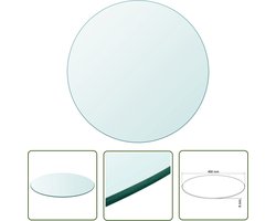 The Living Store Tafelblad van gehard glas 400 mm rond - Tafelblad - Glazen Tafelblad - Eetkamertafel - Salontafel - Tuintafel