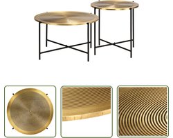 The Living Store Tafelset met messing bedekt MDF 2-delig - Bijzettabel - Industrieel Design - Salontafeltje - Nachtkastje - Messing Look