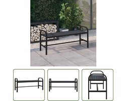 The Living Store Terrasbank - Staal en HKC - 124.5 x 40.5 x 56.5 cm - Zwart