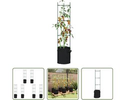 The Living Store Tomatenkooien met plantenzak 6 st 154 cm staal en polypropeen - Tomatenkooien - Tomatenkweek - Tuinaccessoires - Plantenondersteuning - Groene Planten