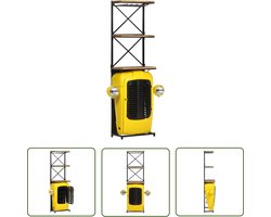 The Living Store Tractorkast - Wijnkast - Massief mangohout - 49x31x172cm - Geel