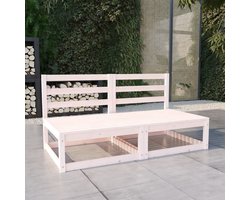 The Living Store Tuinbank 2-zits - Massief grenenhout - 70 x 70 x 67 cm - Wit Tuinbank - Lounge Bank - Tuinset - Buitendecor - Hout Meubel - Balkon Decor - Veranda Meubilaar - Garden Furniture - White Furniture