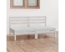 The Living Store Tuinbank 2-zits massief grenenhout wit - Tuinbank - Houten Bank - Lounge Set - Buitentijdbank - Terrasbank
