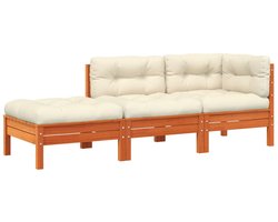 The Living Store Tuinbank 2-zits met kussens en voetenbank - Tuinbank - Houten Tuinbank - Lounge Set - Buitenshuis Wonen - Balkon Meubel