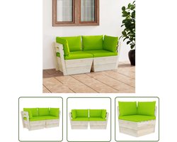 The Living Store Tuinbank 2-zits met kussens pallet vurenhout - Hoekbank - Tuinset - Palletbank - Buitendrank - Lounge Set