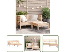 The Living Store Tuinbank 2-zits met voetenbank massief grenenhout - Tuinbank - Houten Bank - Lounge Set - Buitendecoratie - Balkon Meubel