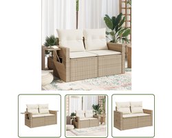 The Living Store Tuinbank 2-zits PE-rattan met bijzettafel - 124 x 62 x 69 cm - UV-bestendig - CrÃ¨mewit kussen Tuinbank - 2 Persoons Tuinbank - Lounge Set - Buitendecor - Tuinset - Outdoor Furniture - Patioset - Garden Sofa