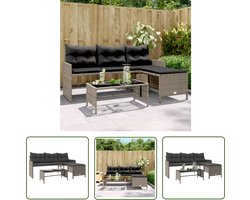 The Living Store Tuinbank L-vormig Grijs PE-rattan - Staal - 170x120x72.5 cm - Comfortabele Zitervaring Tuinbank - Lounge Set - Buitenshuis Zitten - Comfort - Relaxen - Veranda - Terras - Balkon - Outdoor Furniture - Pe Rattan - Aluminium - Design