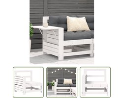 The Living Store Tuinbank met armleuning en klaptafel massief grenenhout wit - Tuinbank - Hoekbank - Lounge Set - Buitentijdbank - Balkonset