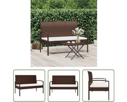 The Living Store Tuinbank met kussen 105 cm poly rattan bruin - Tuinbank - Lounge Set - Outdoor Furniture - Tuinset - Patioset