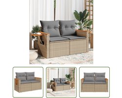 The Living Store Tuinbank PE-Rattan Beige 2-zitsbank 124x62x69 cm - Comfortabele Zitervaring Tuinbank - Lounge Set - Buis Meubel - Outdoor Furniture - Tuinset - Relaxstoel - Patio Set - Balkon Meubels