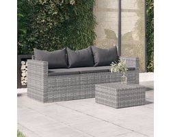 The Living Store Tuinbank - PE-rattan - Grijs - 176 x 64 x 60.5 cm Tuinbank - PE-rattan - Tuinset - Lounge Set - Buitendecor - Outdoor Furniture - Garden Sofa