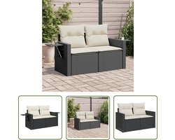 The Living Store Tuinbank PE-Rattan Zwart 2-zits - Inklapbare bijzettafel - Dik gevoerde kussens Tuinbank - Lounge Bank - Buis Meubel - Outdoor Furniture - Tuinset - Relaxstoel - Patio Set - Balkon Meubels