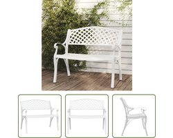 The Living Store Tuinbank - Romantische stijl - Gietaluminium - Wit - 102 x 50 x 83 cm