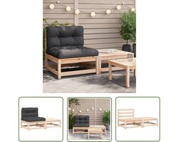The Living Store Tuinbank zonder armleuningen met kussens en voetenbank - Tuinbank - Lounge Set - Buitendecoratie - Hout Meubel - Balkon Meubilair
