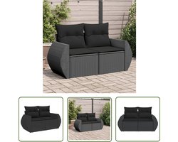 The Living Store Tuinbank Zwarte PE-rattan 2-zitsbank - 142 x 62 x 69 cm - Opbergruimte met waterdichte tas Tuinbank - Lounge Bank - PE-rattan - Zwarte Tuinbank - 2 Persoons Tuinbank - Buitendecoratie - Tuinset