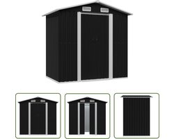 The Living Store Tuinberging 204x132x186 cm staal antraciet - Metalen Schuur - Tuinopslag - Garage - Buitenschuur - Werkplaats