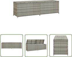 The Living Store Tuinbox 200x50x60 cm poly rattan grijs - Opbergbox - Buitentoiletten - Tuingerei - Tuin Accessoires - Rotan Kast