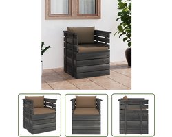 The Living Store Tuinfauteuil met kussens pallet grenenhout - Tuinfauteuil - Lounge Stoel - Buitentuin Meubilair - Teak Tafel - Granenhouten Stoel