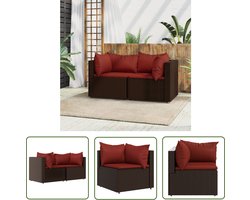 The Living Store Tuinhoekbanken - Bruin - PE-rattan - 63 x 63 x 57.5 cm - Stabiel frame Tuinbank - Hoeksofa - Lounge Set - Outdoor Furniture - Buitenbank - Patioset - Garden Sofa - Teak Tafel
