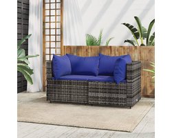 The Living Store Tuinhoekbanken - Grijs - 63x63x57.5 cm - Weerbestendig - Modulair Design Tuinbank - Hoeksofa - Lounge Set - Outdoor Furniture - Buitenbank - Patioset - Balkonmeubel - Garden Sofa - Roestvrijstalen Frame - Kunststof Ratan