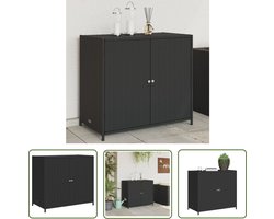 The Living Store Tuinkast 83x45x76 cm poly rattan zwart - Tuinopbergkast - Buitenschrank - Opslagkasten - Garden Storage - Outdoor Furniture