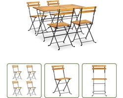 The Living Store Tuinmeubelset Acaciahout - 120x70x74 cm - 39x40x79 cm - Inklapbaar