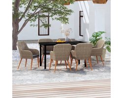 The Living Store Tuinmeubelset - Acaciahout - Bruin/zwart - 140x70x74 cm - Inclusief 6 stoelen - Montage vereist