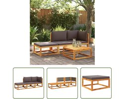 The Living Store Tuinmeubelset Acaciahout Grijs - Modulair Design - Comfortabele Zitervaring Tuinmeubels - Lounge Set - Acacia Hout - Outdoor Furniture - Balkon Meubel - Terrasmeubel - Garden Sofa - Loungebank - Relaxstoel