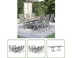 The Living Store Tuinmeubelset - Acaciahout - Uitschuifbare tafel - Verstelbare stoel - Grijs - Afmetingen- (160-240) x 100 x 75 cm