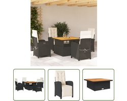 The Living Store Tuinmeubelset - Verstelbare rugleuning - Verhoogbaar tafelblad - Afneembare kussenhoezen