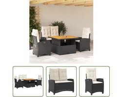 The Living Store Tuinmeubelset - Verstelbare rugleuning - Verhoogbaar tafelblad - Afneembare kussenhoezen