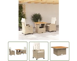 The Living Store Tuinmeubelset - Verstelbare rugleuning - Verstelbaar tafelblad - Afneembare kussenhoezen