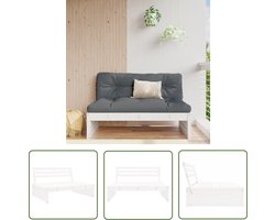 The Living Store Tuinmiddenbank 120x80 cm massief grenenhout wit - Tuinset - Tuintafel - Lounge Set - Garden Furniture - Teak Tafel