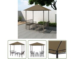 The Living Store Tuinpaviljoen met tafel en bankjes 180 g/m² 2,5x1,5x2,4 m taupe - Tuinpaviljoen - Tuinset - Buitendining - Lounge Set - Parasol