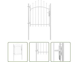 The Living Store Tuinpoort - Moderne witte gepoedercoate stalen poort - 1x1.75m (LxH) - Met vergrendelingssysteem