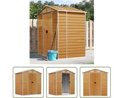 The Living Store Tuinschuur 191x130x198 cm gegalvaniseerd staal lichtbruin - Tuinschuur - Houten Schuur - Buitenschuur - Garagebox - Opslagschuren