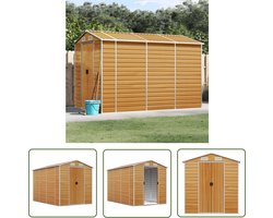 The Living Store Tuinschuur 191x300x198 cm gegalvaniseerd staal lichtbruin - Tuinschuur - Houten Schuur - Buitenschuur - Garage - Opslagruimte